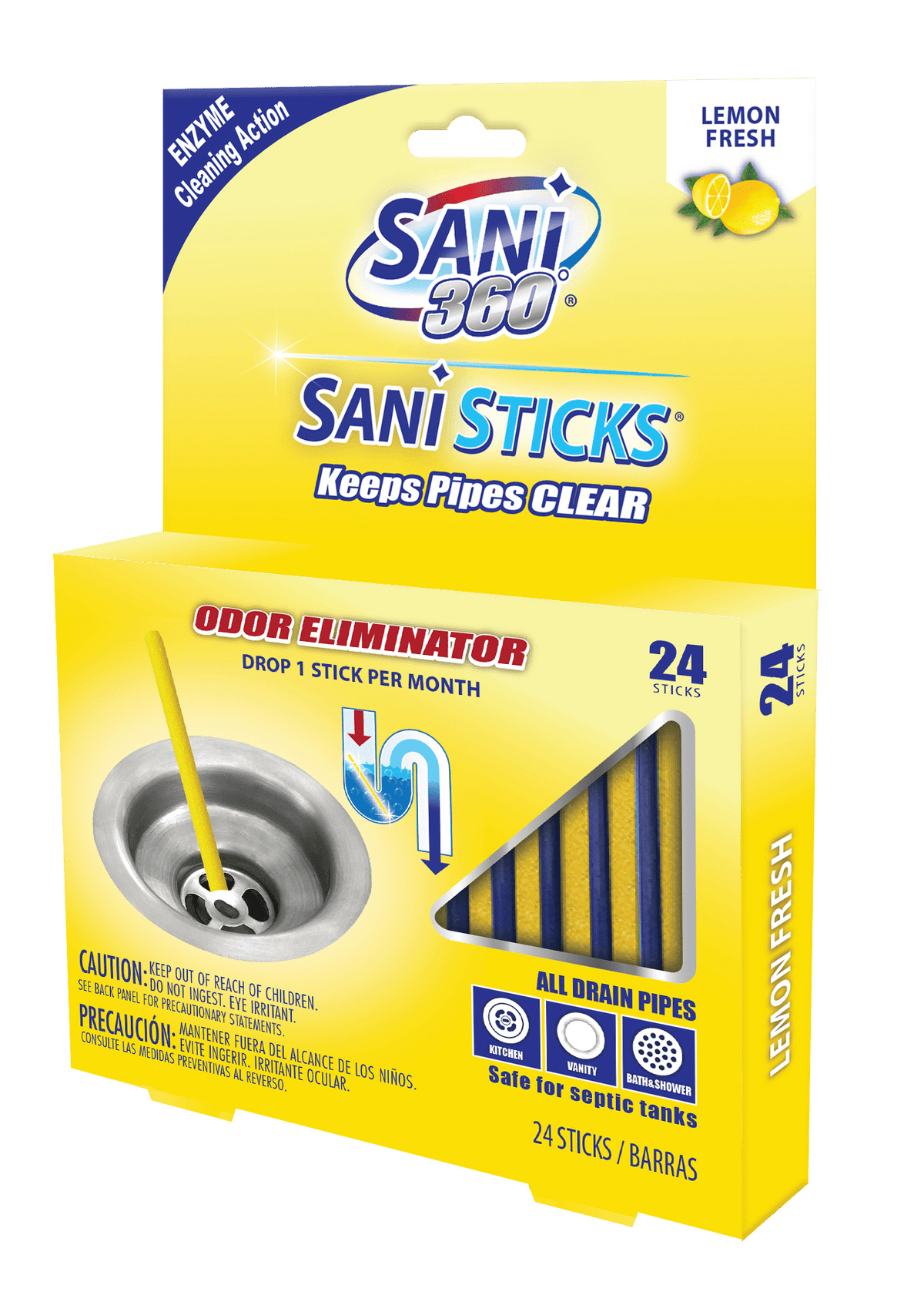 Sani 360 Sani Sticks Lemon Fresh drain cleaner sticks