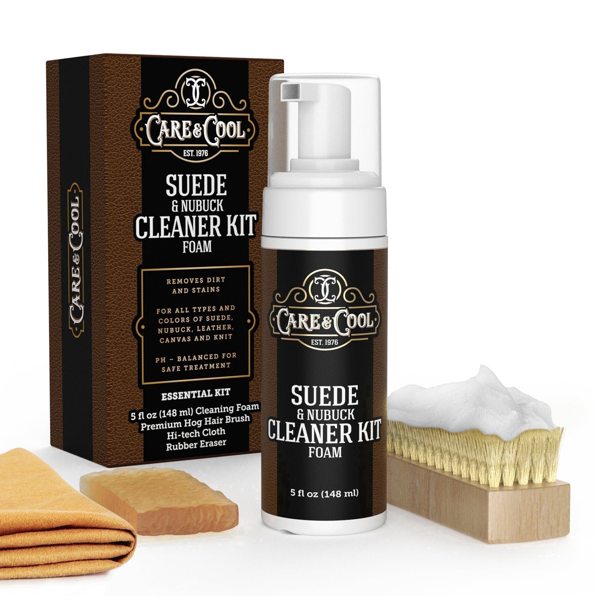 Care and Cool Suede and Nubuck Cleaner Kit Foam caja