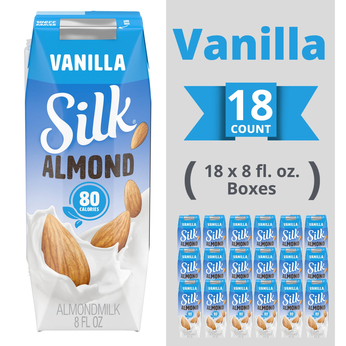 Silk Almondmilk 18 single-serve cartons case